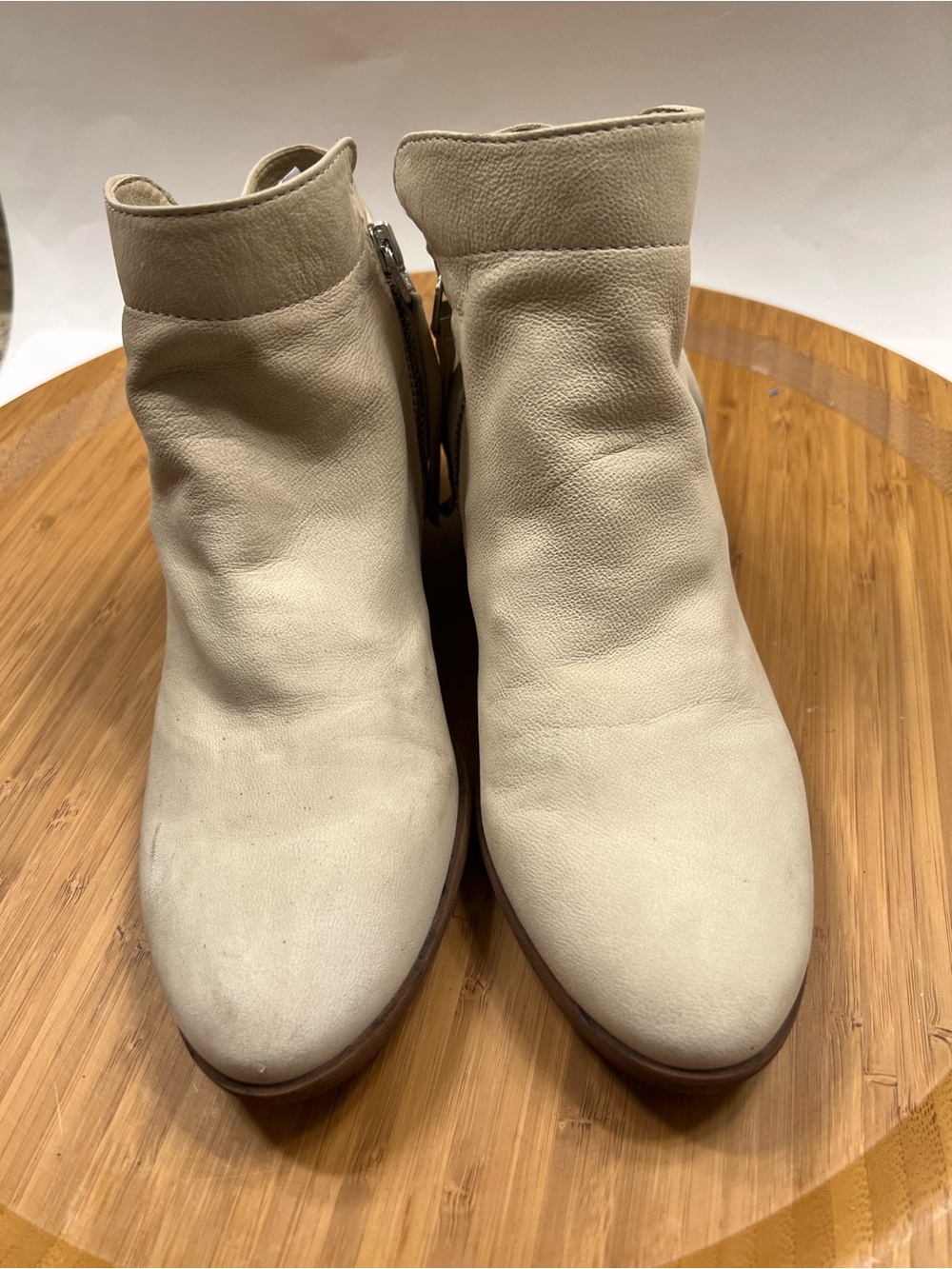 Sam Edelman Women’s Ankle Boots in Cream - Stylish Zip Side Booties Size 7